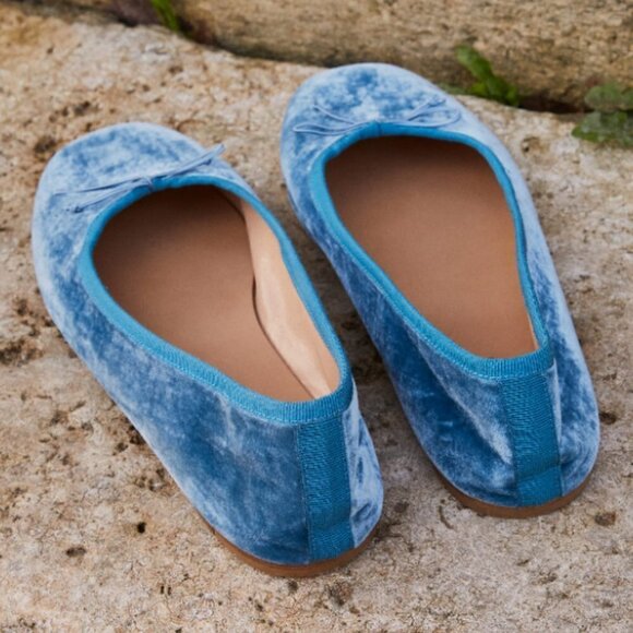 💕DOEN💕 Ballerina Slipper ~ Cerulean Blue Velvet Leather Flats EU 42 US 11 NWT - Picture 9 of 16